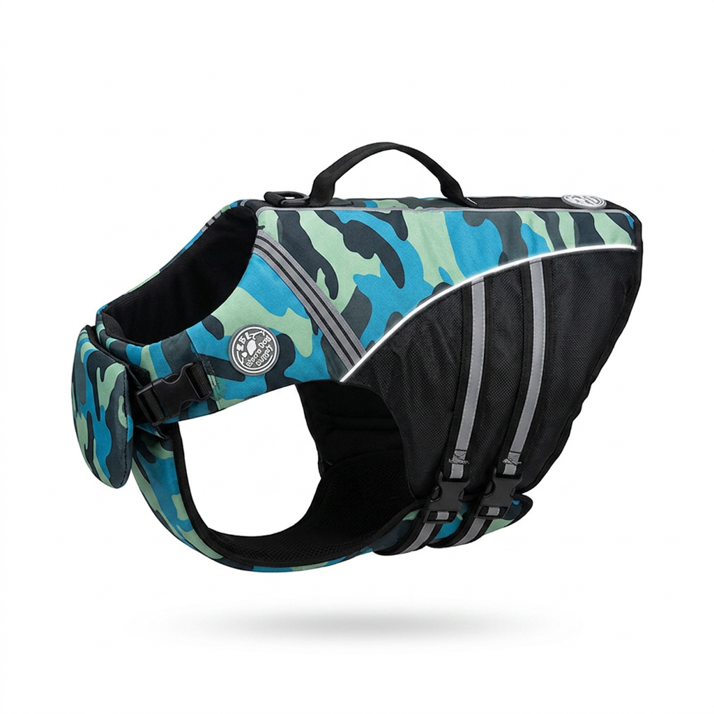 Dog life jacket in blue