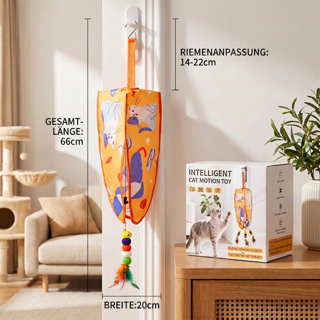 Automatic hanging cat toy features
