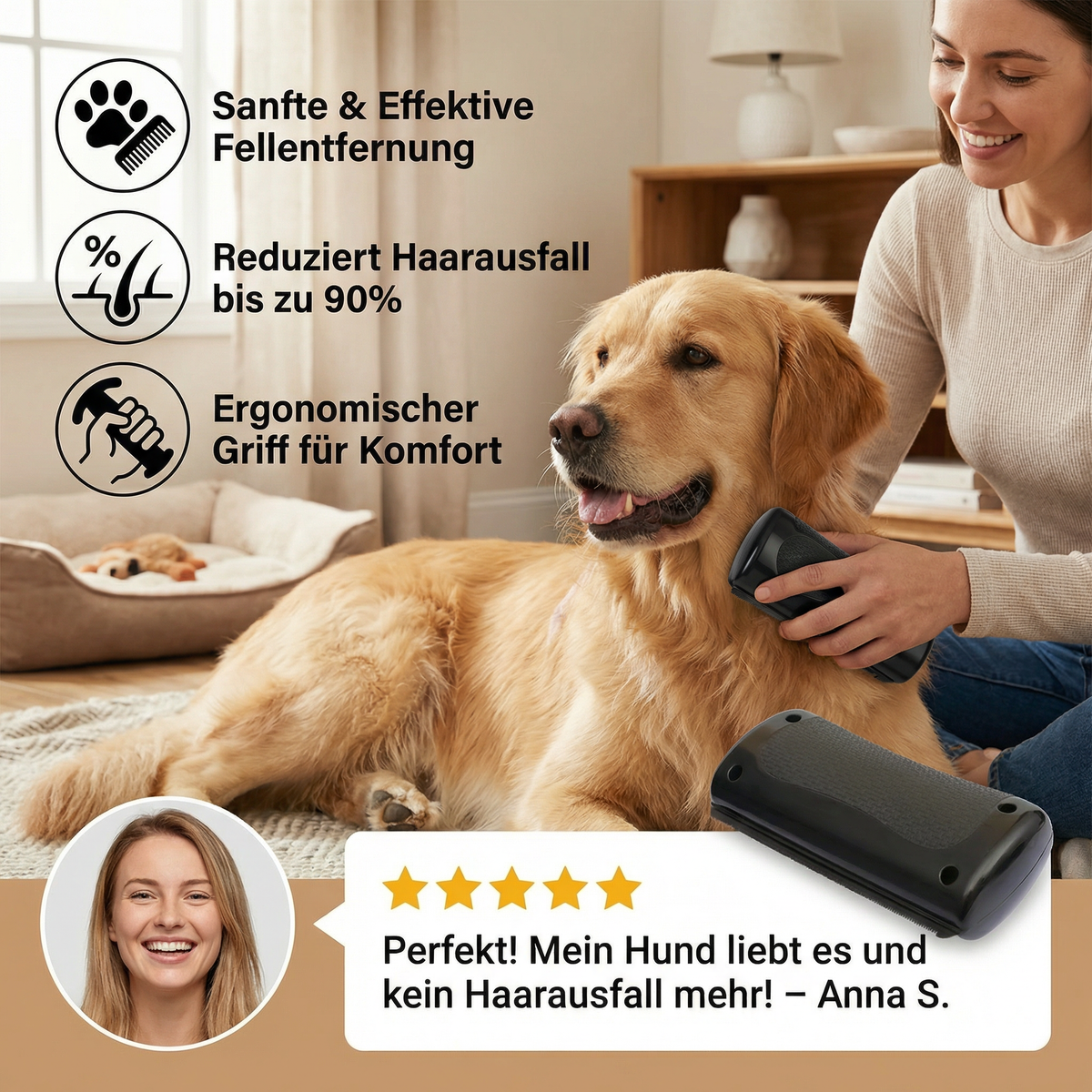 Professional undercoat brush and de-shedder for pets