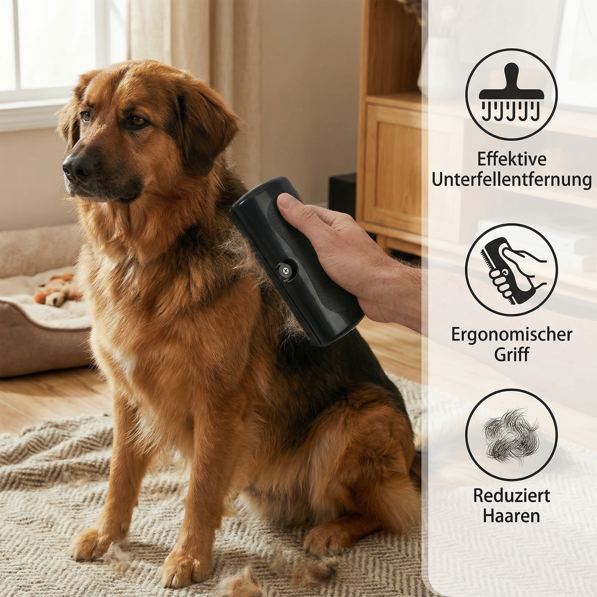 Professional undercoat brush and de-shedder for pets
