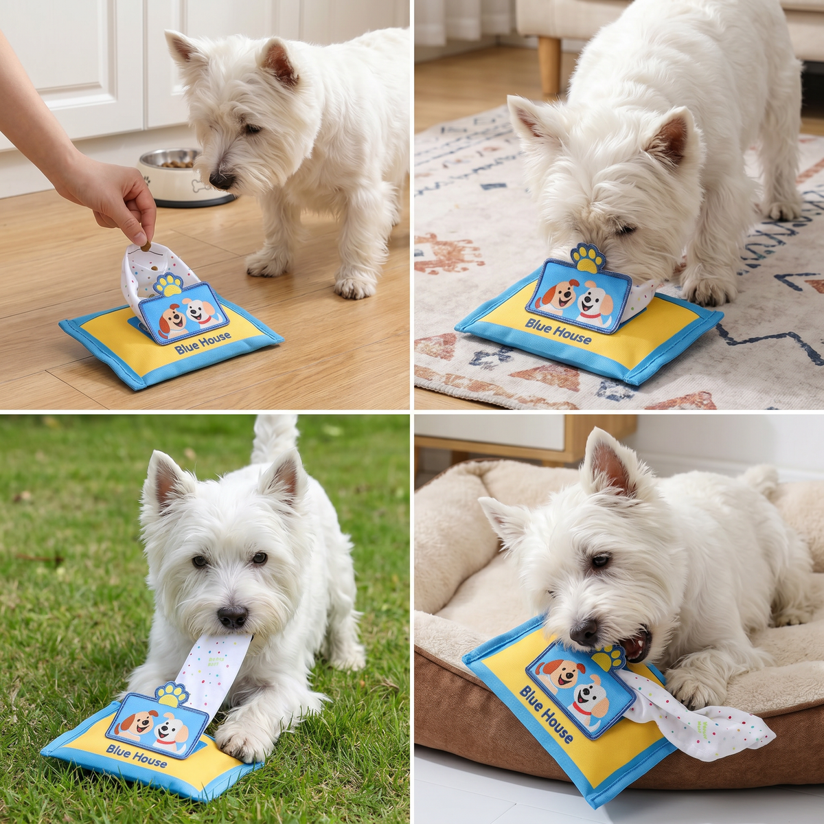 Durable snuffle toy for dogs with hidden pocket and squeaker