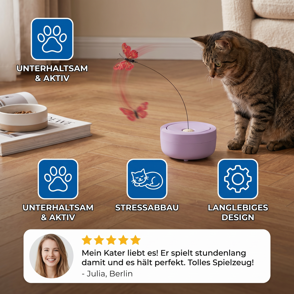 Interactive butterfly spinner toy for cats