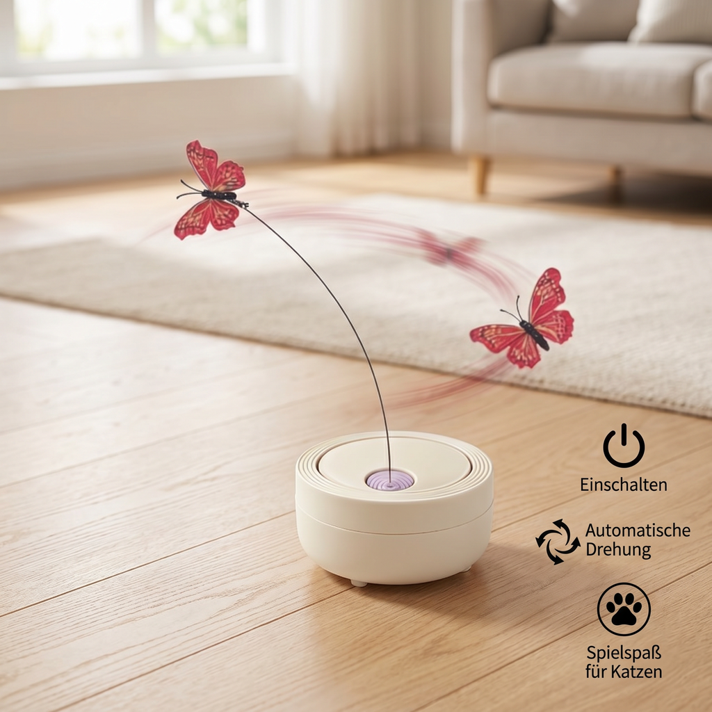 Interactive butterfly spinner toy for cats