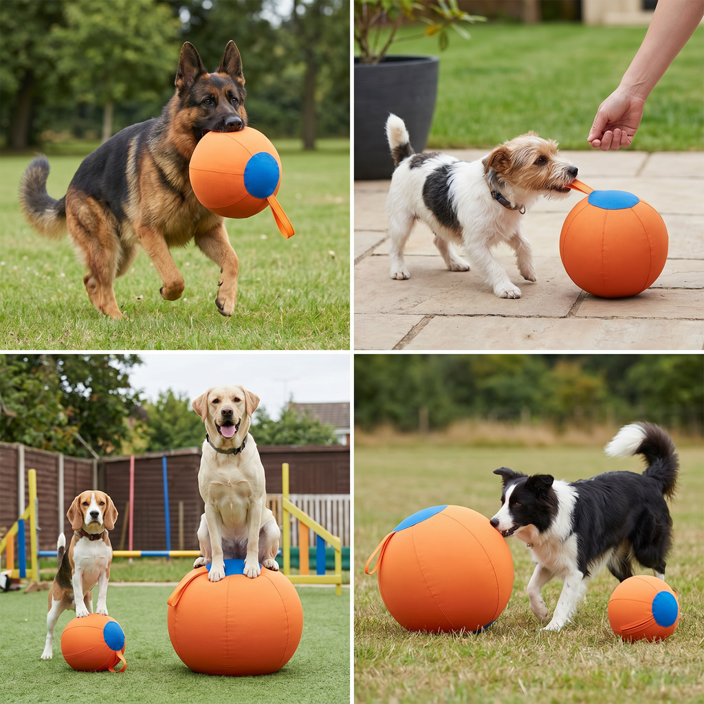 Durable training ball with cover for dogs