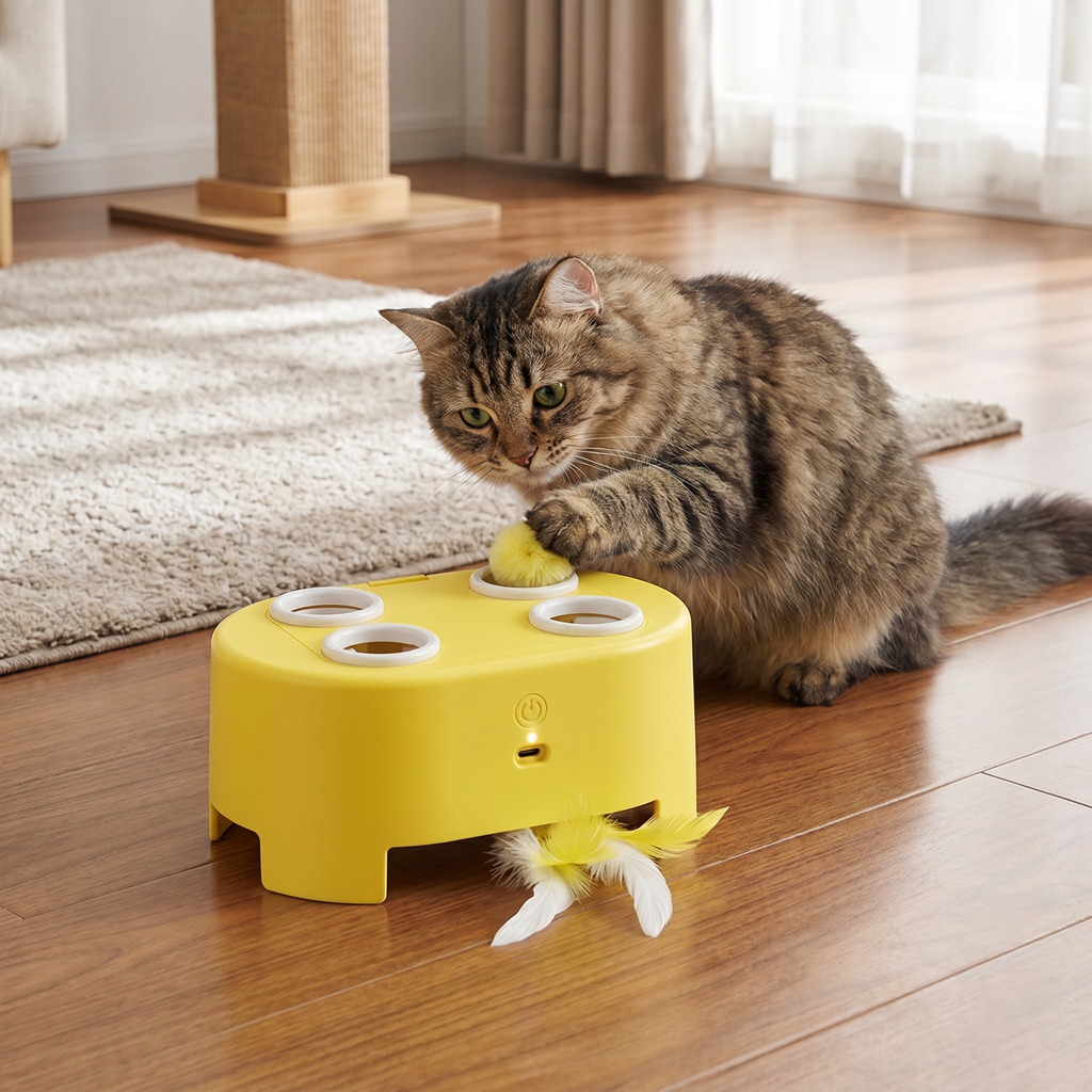 Automatic fluttering feather toy for cats