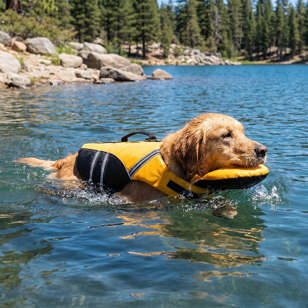 Dog safety life jacket with rescue handle