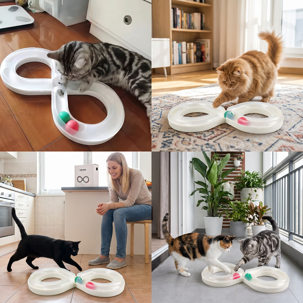 Cat track ball toy with enclosed track