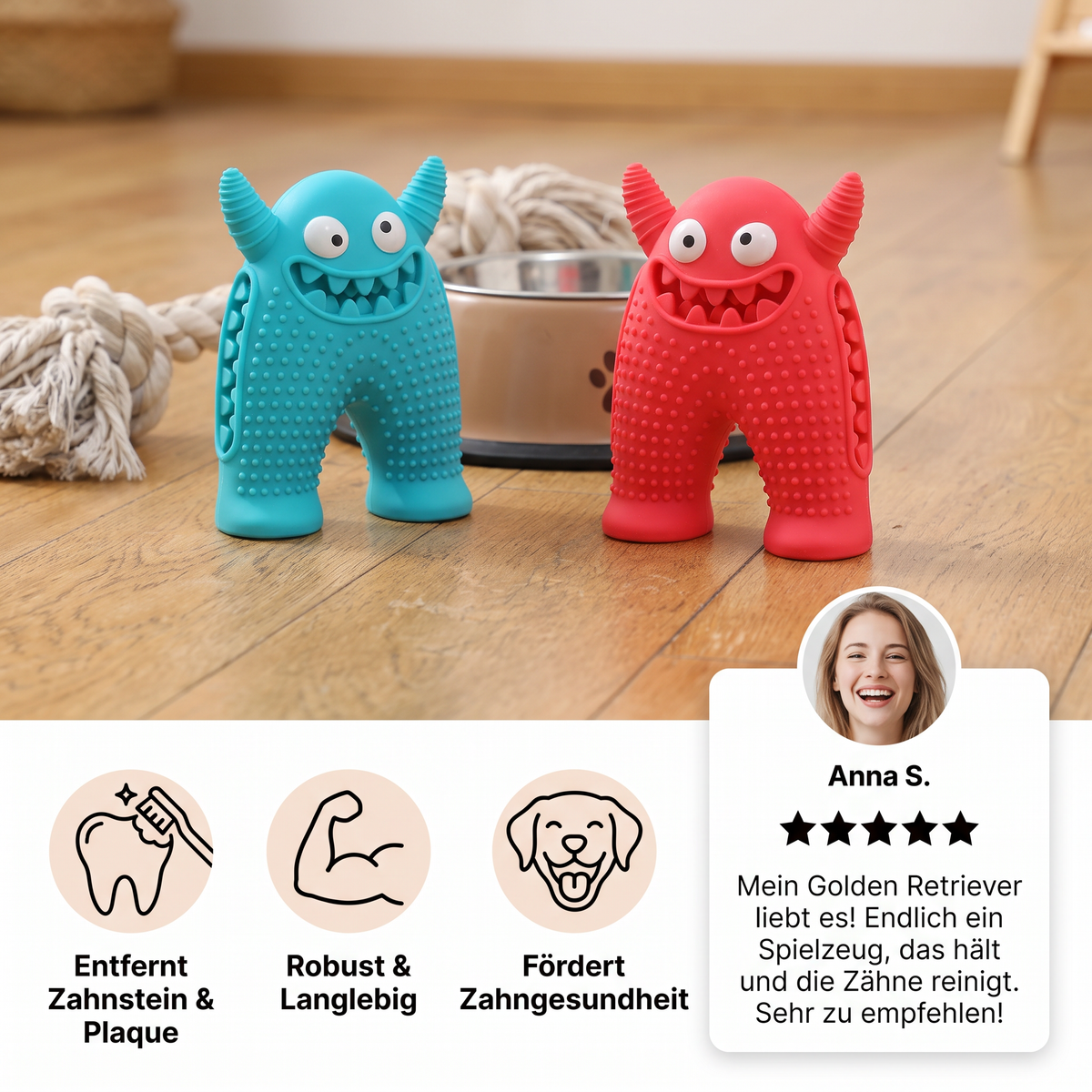 Customer review of the dog dental chew toy