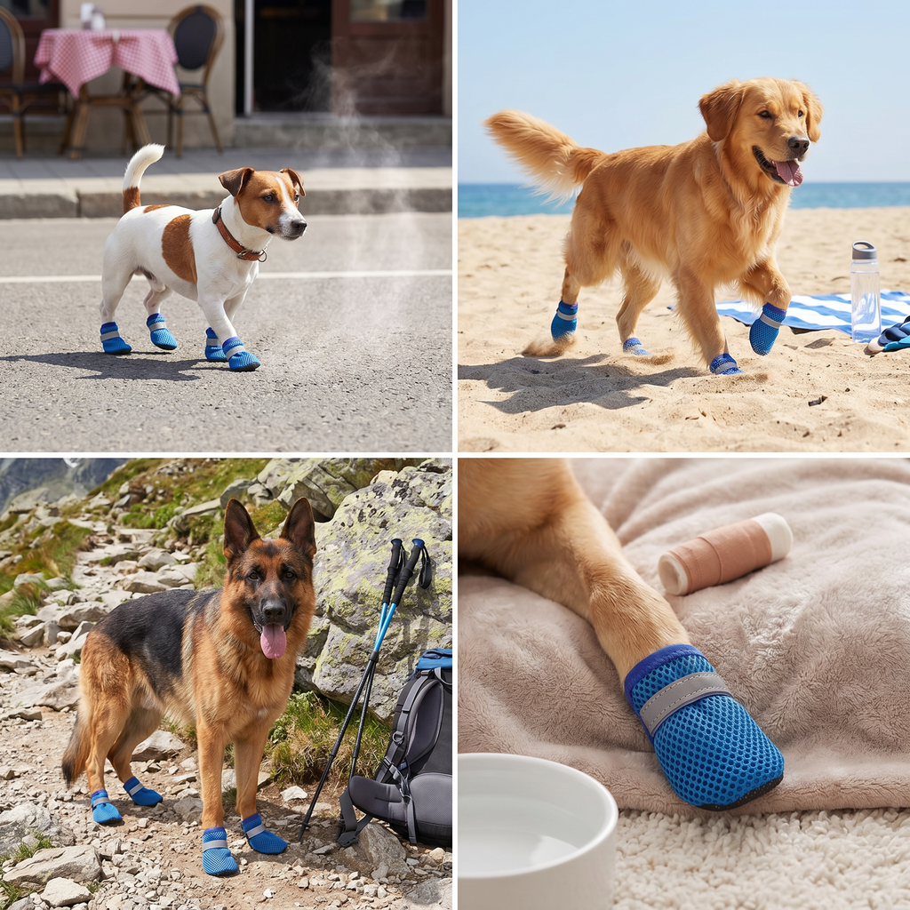 Breathable mesh dog shoes with soft sole for hot days