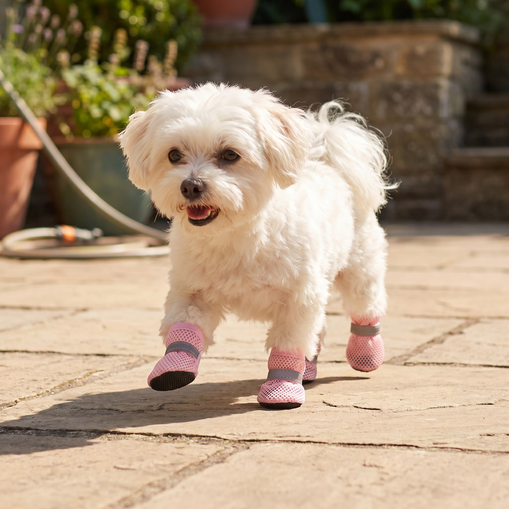 Breathable mesh dog shoes with soft sole for hot days