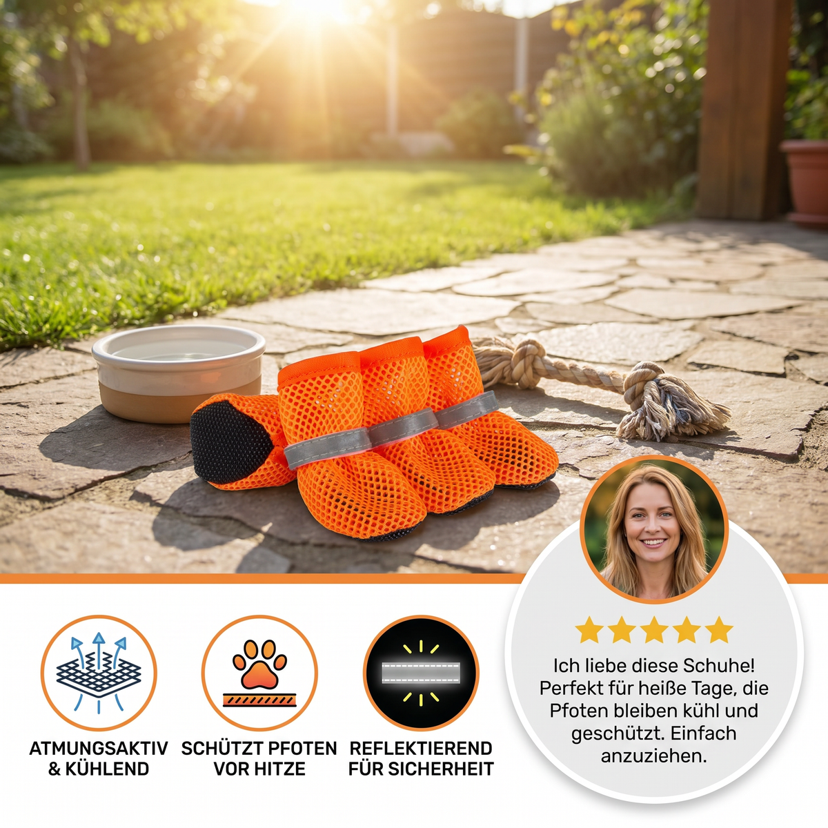 Breathable mesh dog shoes with soft sole for hot days