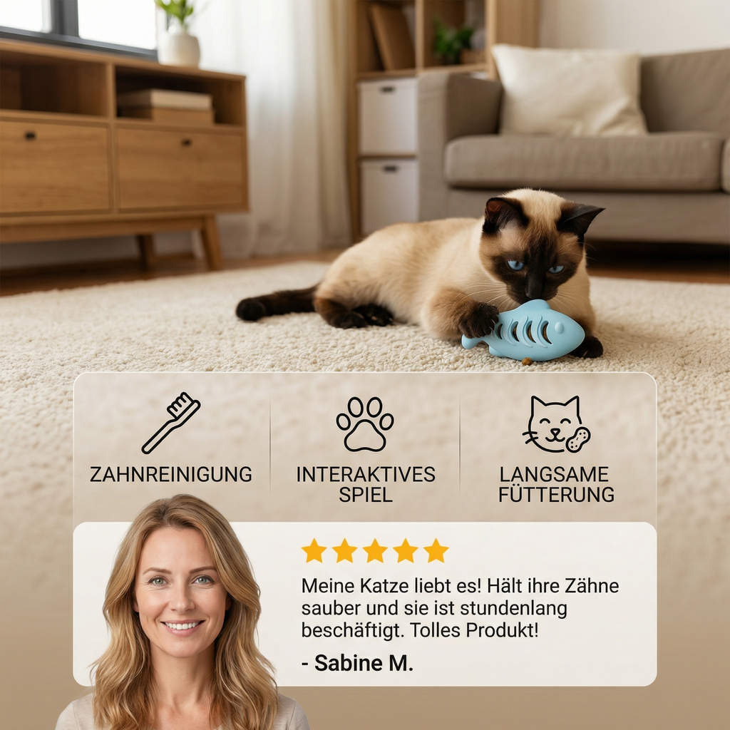 Dental chew and nibble fish silicone treat dispenser for cats