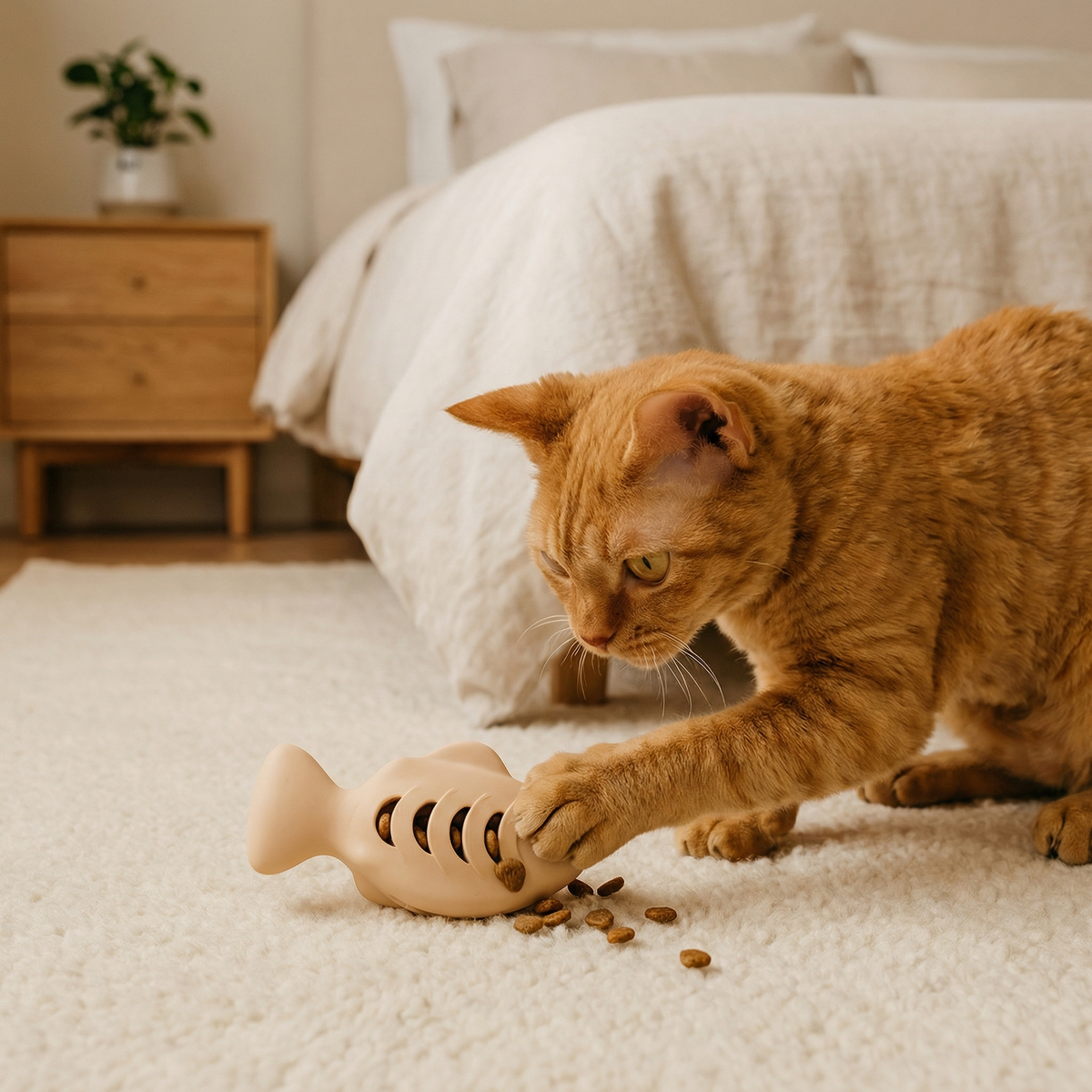 Dental chew and nibble fish silicone treat dispenser for cats