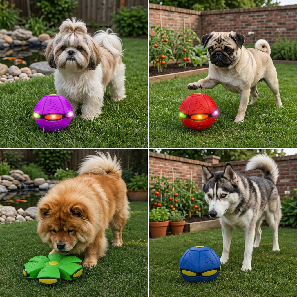 Interactive flying dog ball with lights