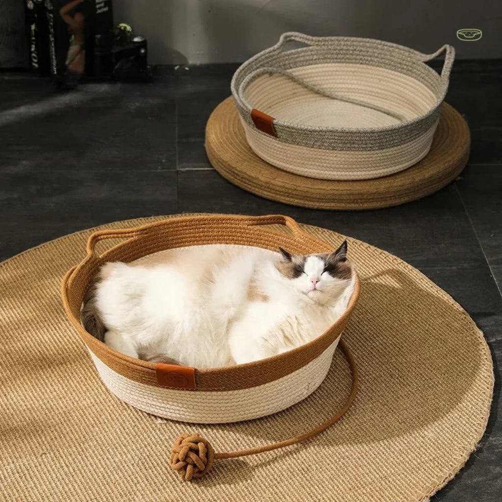 DreamNest handwoven cotton rope cat bed