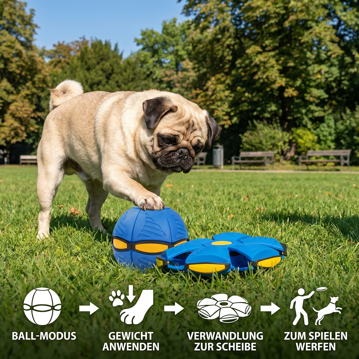 Flying ball toy in action for dogs