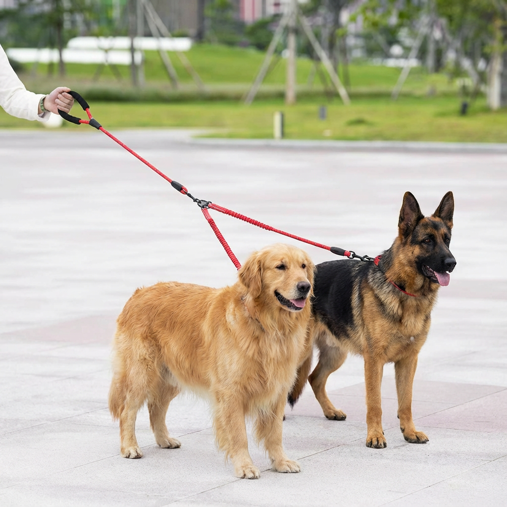 2-in-1 double dog lead with 360 degree swivel
