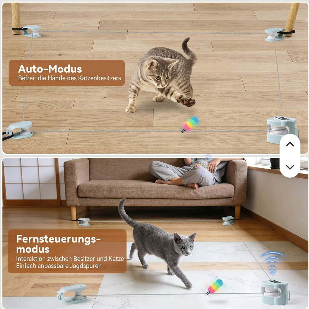 Automatic cat toy with rolling ball track