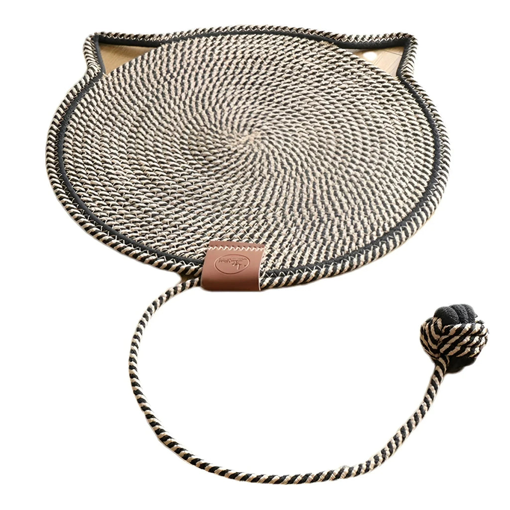 Cat scratching the cotton rope mat