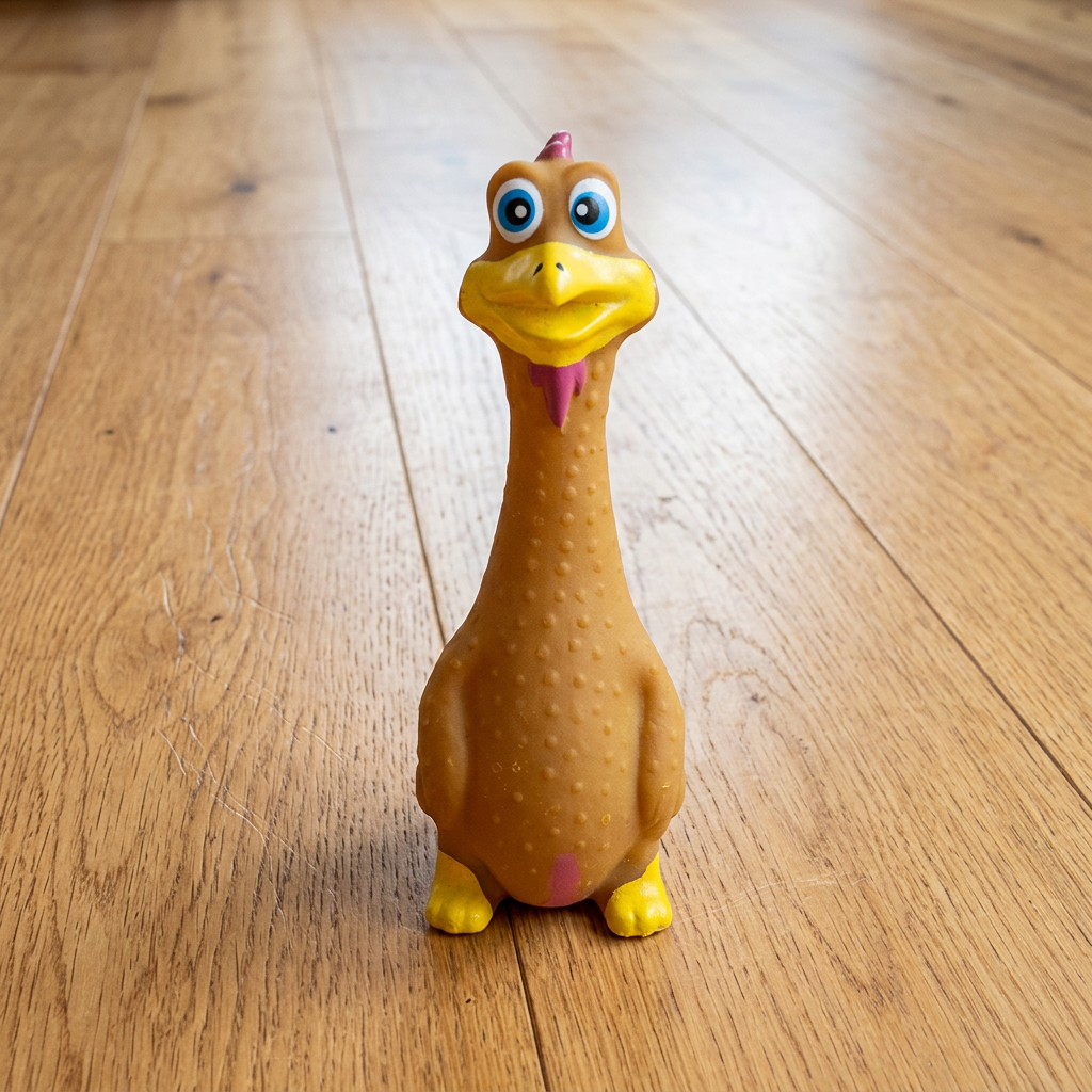 Natural latex dog chew toy in Green Dog design