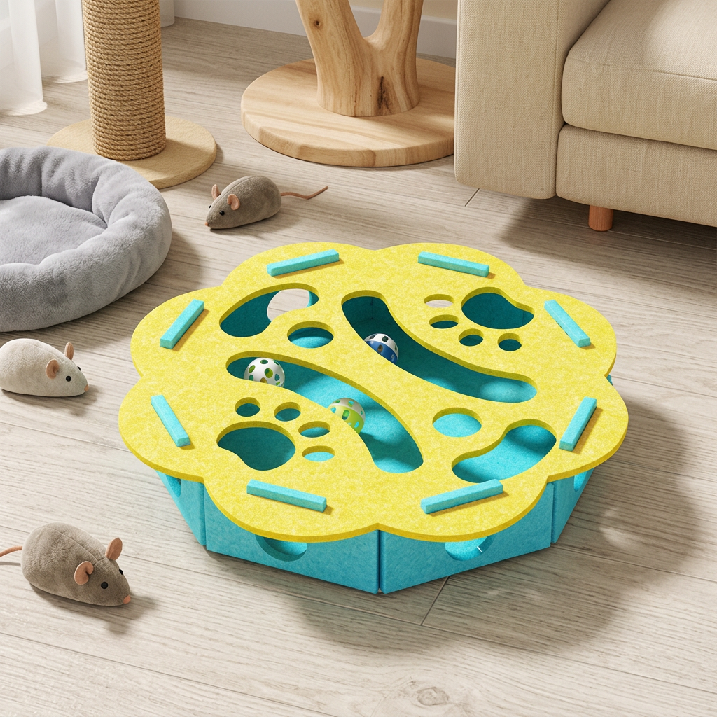 Interactive felt puzzle toy for cats