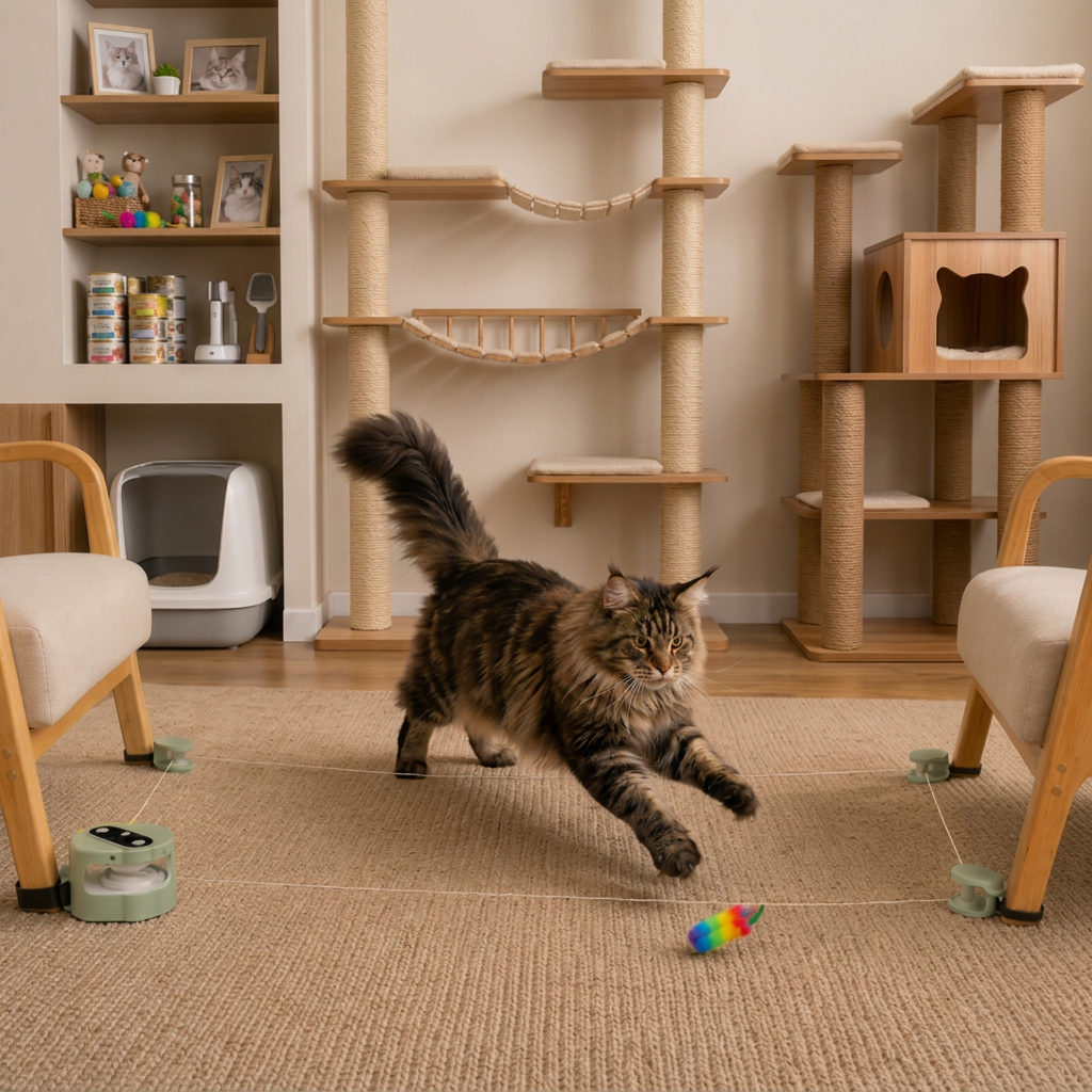 Automatic cat toy with rolling ball track