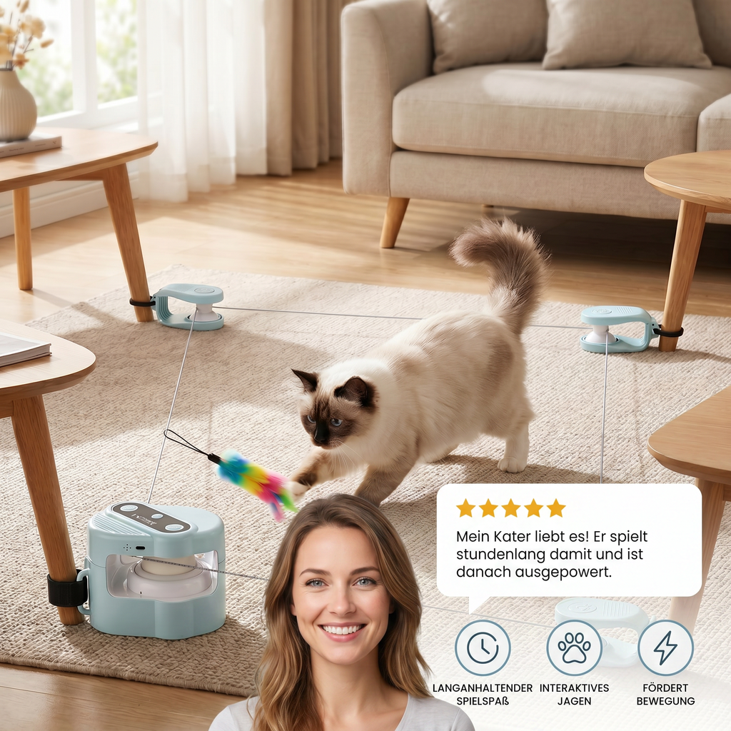 Automatic cat toy with rolling ball track