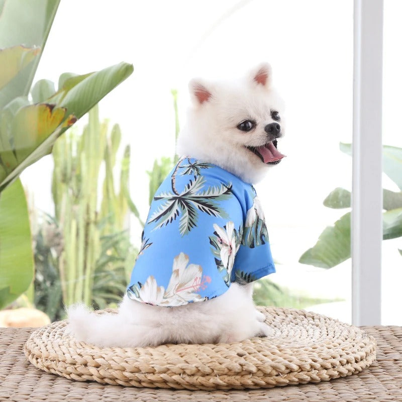 Dog Hawaiian shirt in pomegranate blossom print