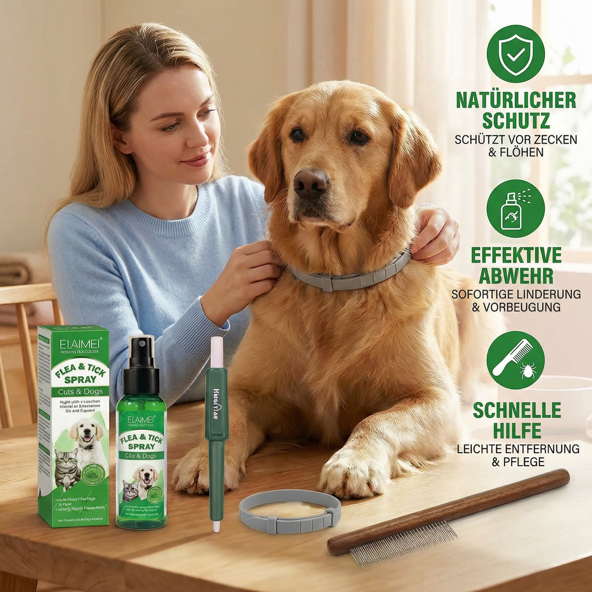 Natural tick-free all-round protection set for dogs