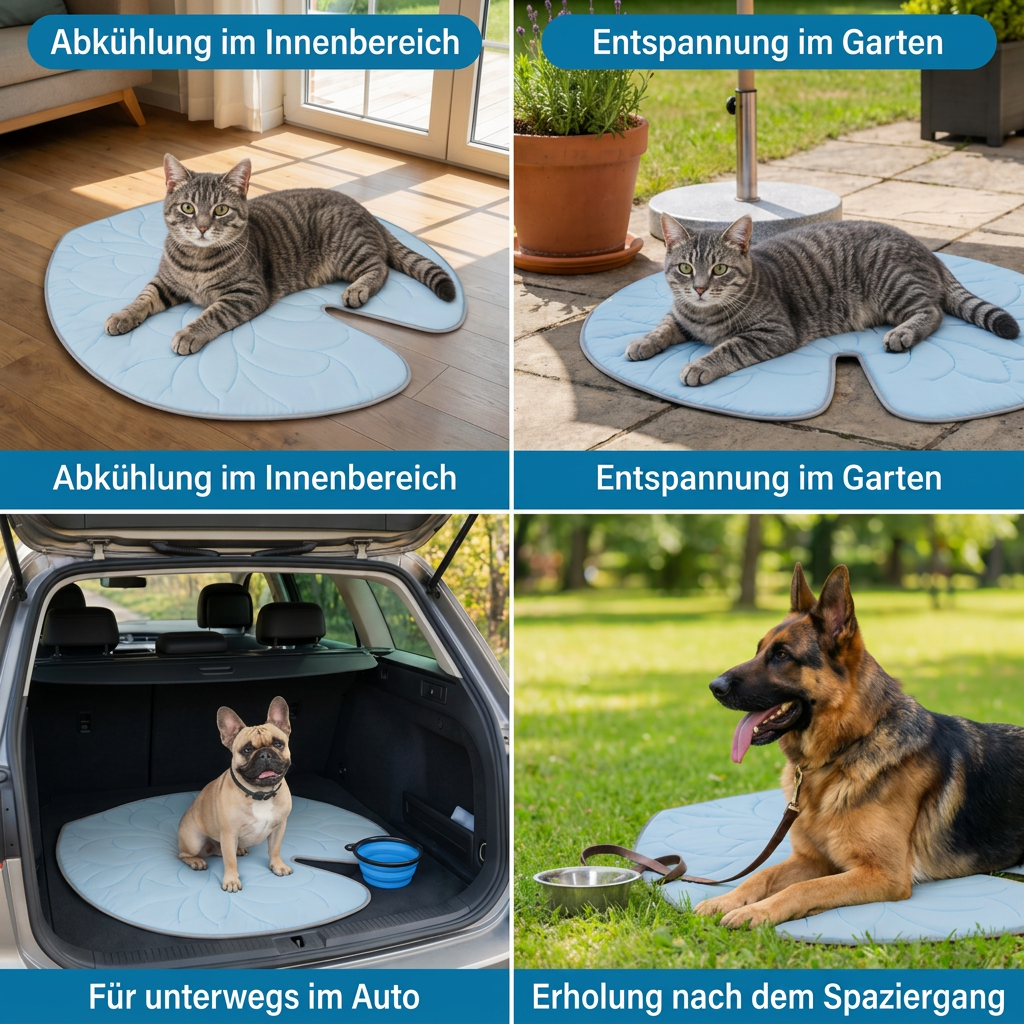 Cooling leaf-shaped pet mat with non-slip base