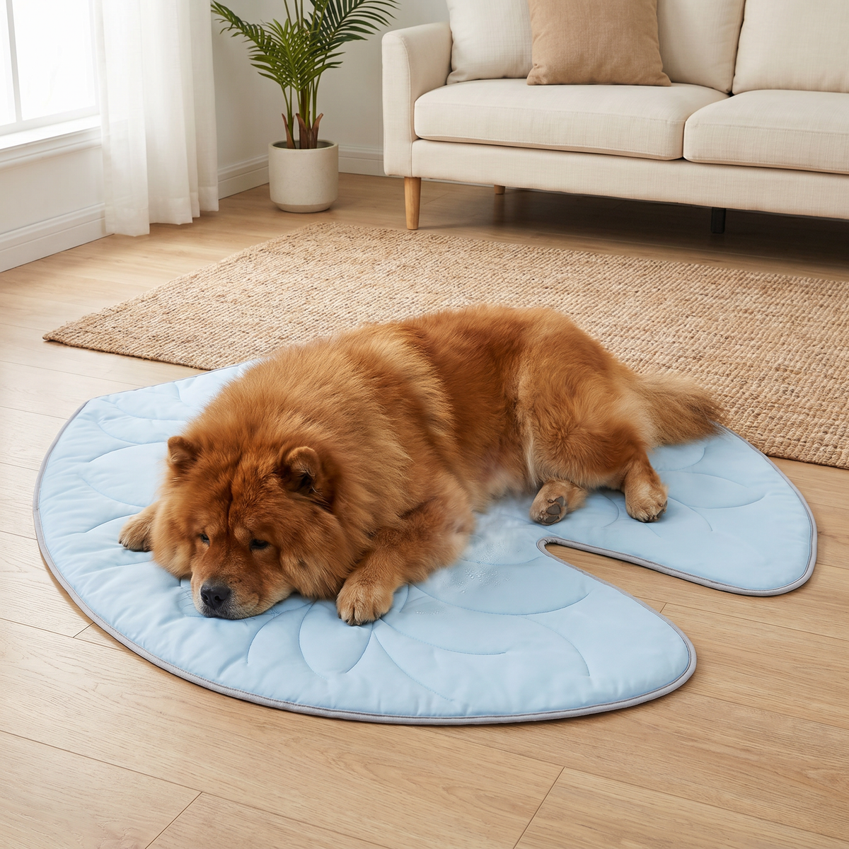 Cooling leaf-shaped pet mat with non-slip base