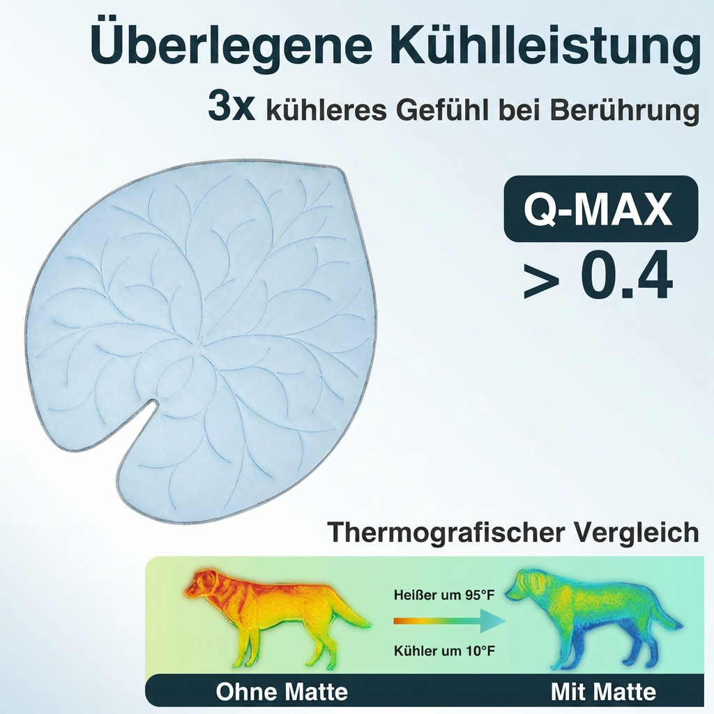 Cooling leaf-shaped pet mat with non-slip base