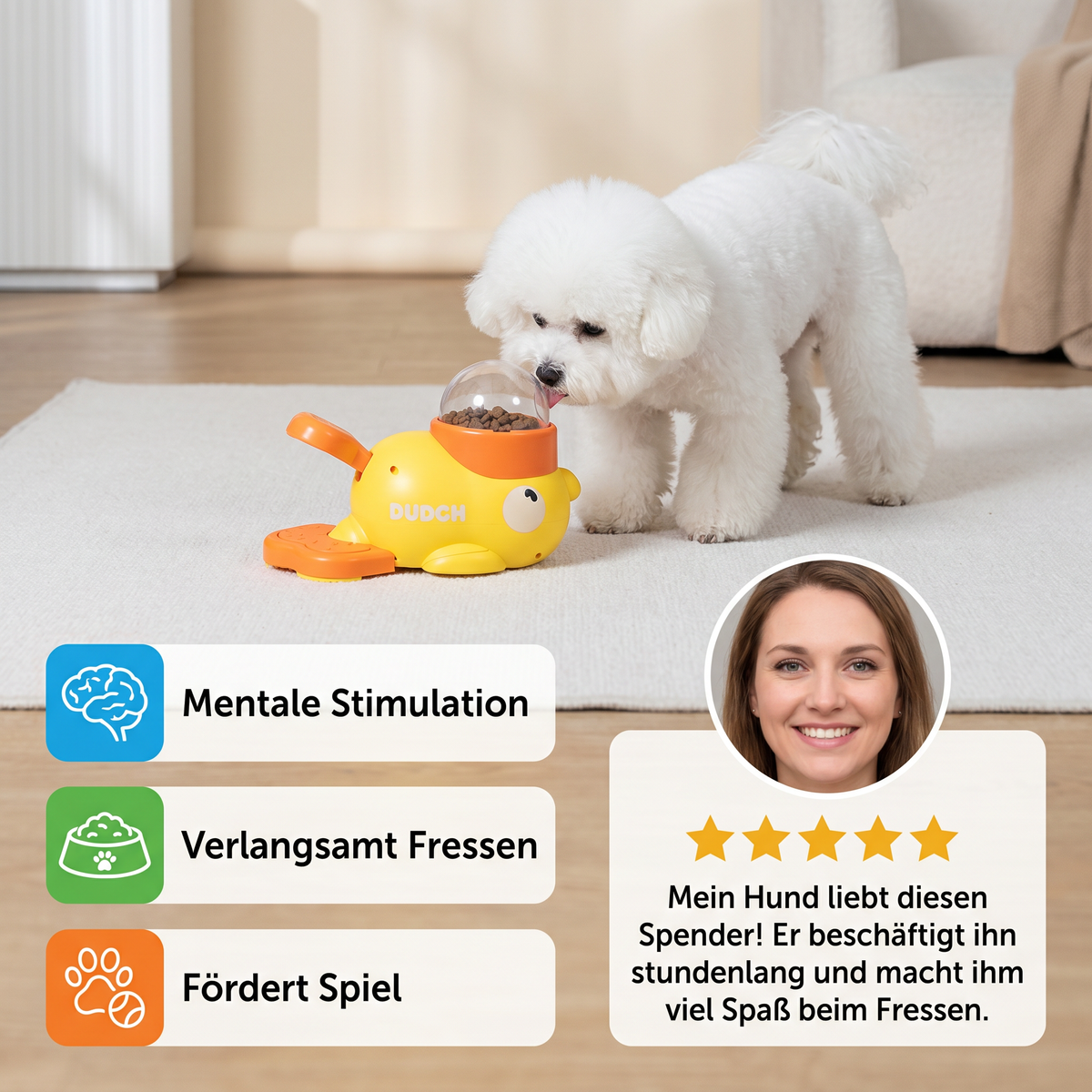 Interactive self-feeding dispenser toy for dogs