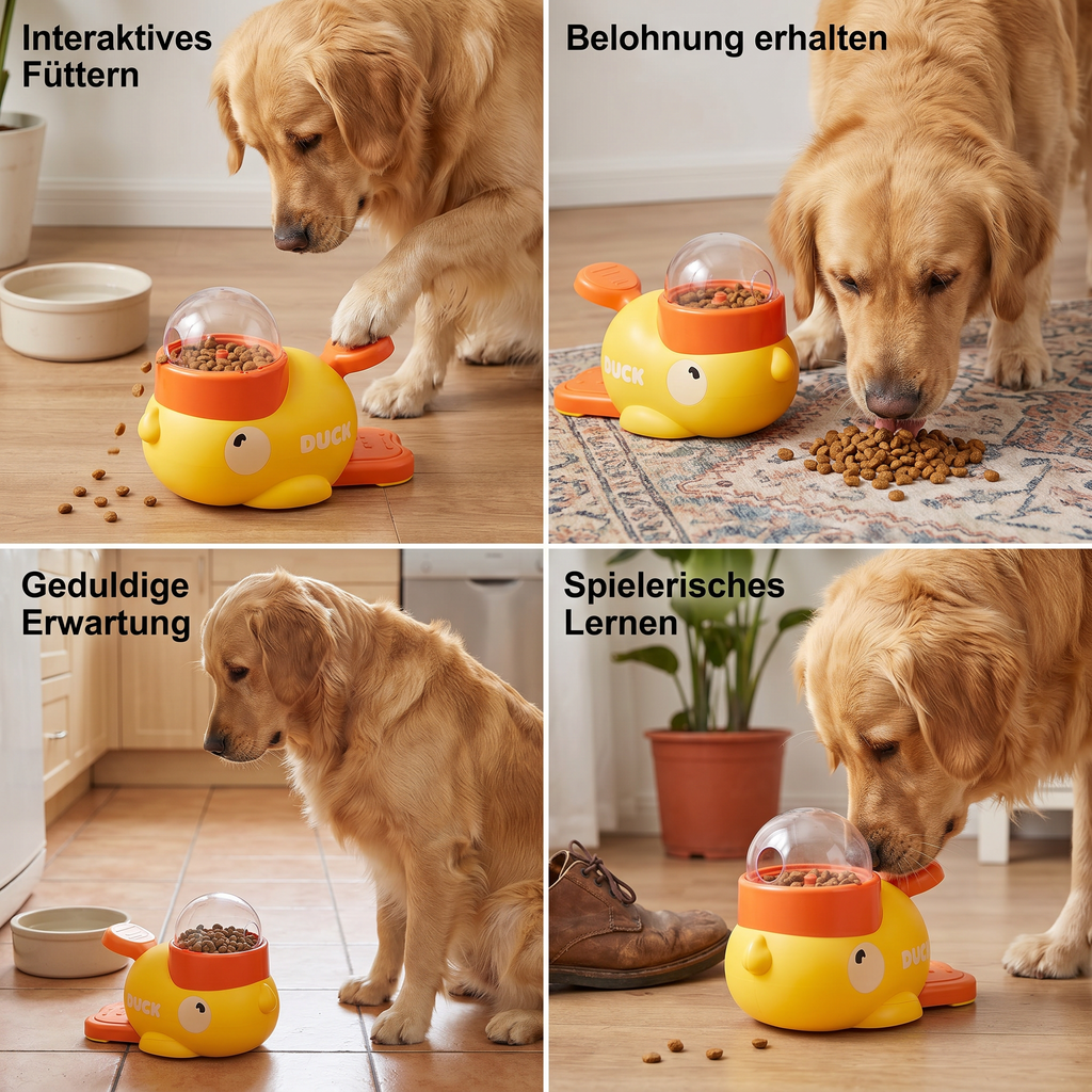 Interactive self-feeding dispenser toy for dogs