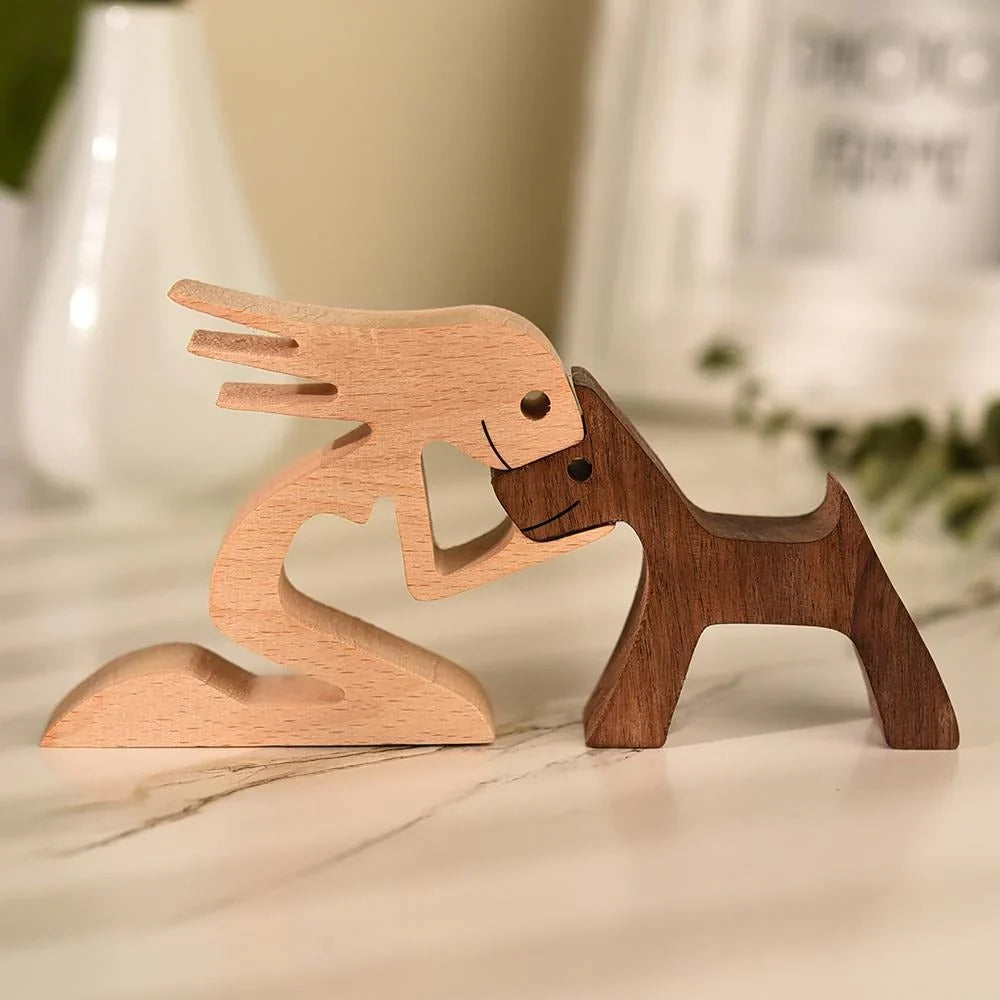 DogHeart wooden figurine of a woman and dog
