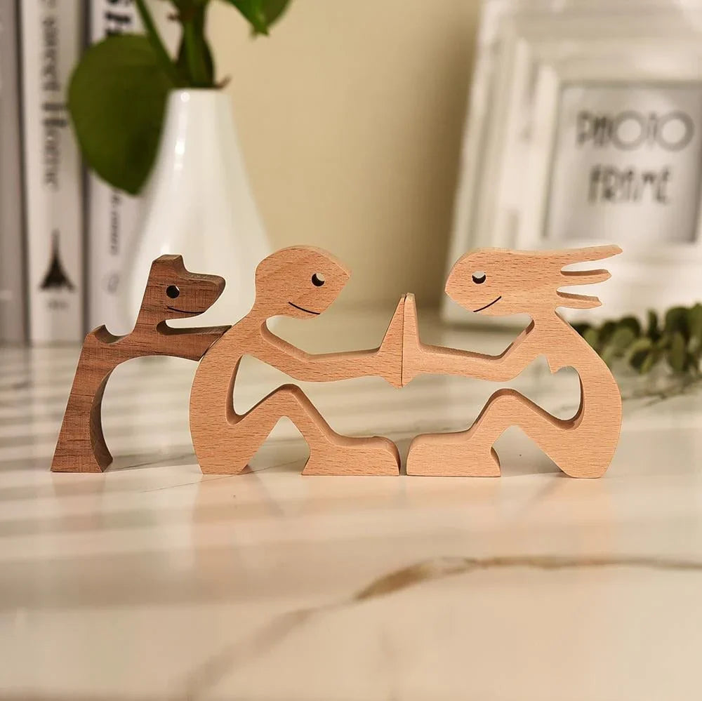 Hand-carved DogHeart figurine on a shelf