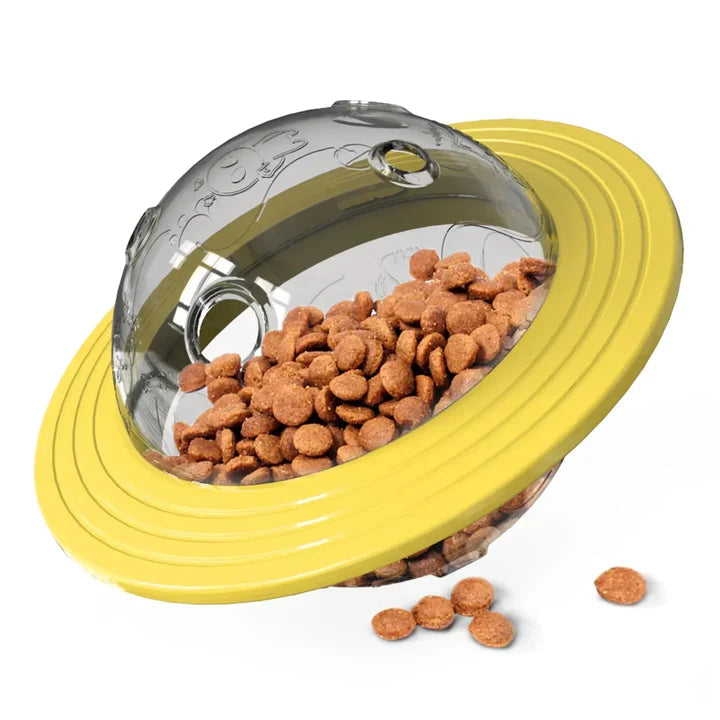 SpinSnack dog toy in yellow