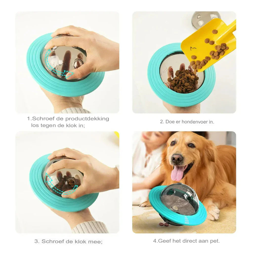 SpinSnack dog toy in blue