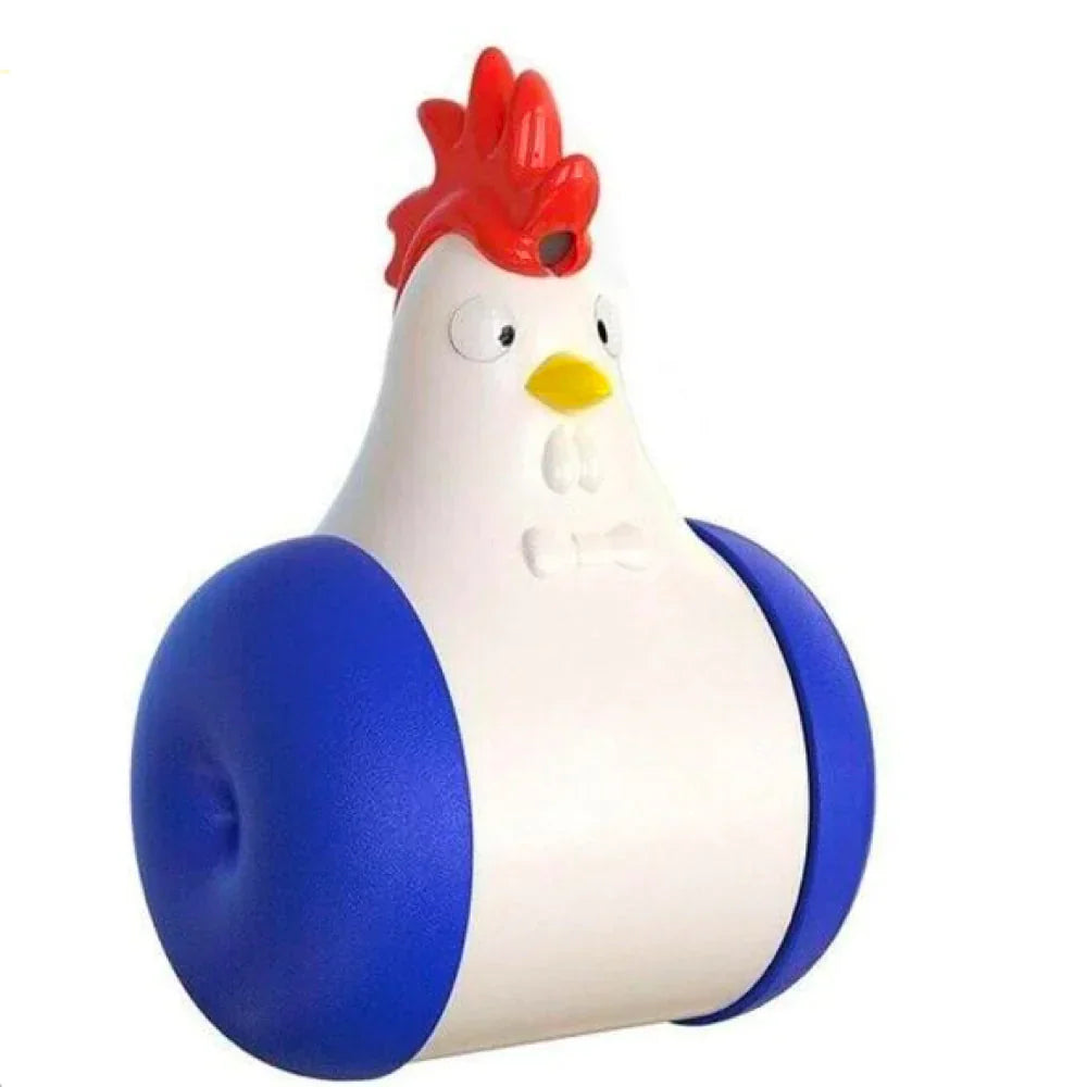 Rooster-shaped moving cat toy with built-in laser
