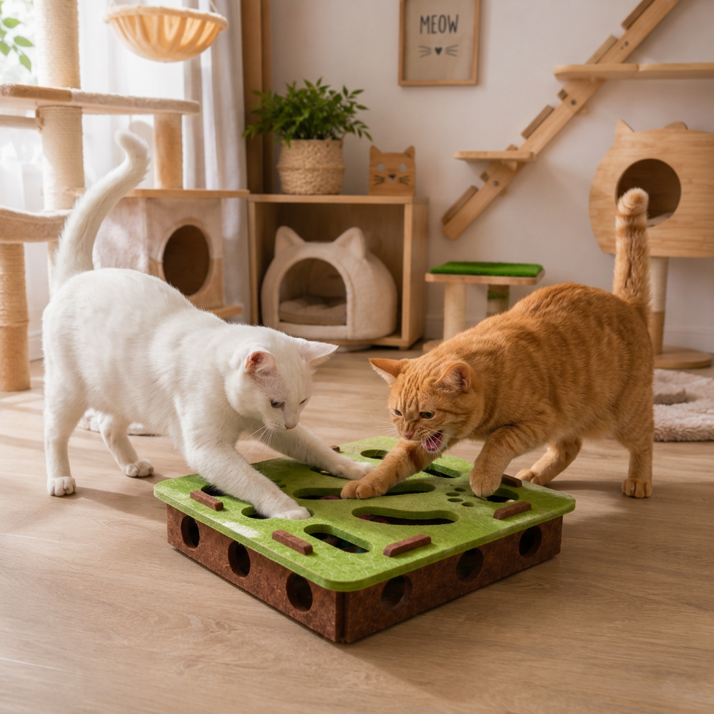 Interactive felt puzzle toy for cats