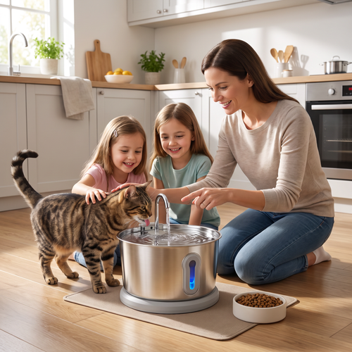Smart Antibacterial Stainless Steel Pet Water Fountain – 4L, Ultra-Quiet, for Better Pet Hydration &amp; Health