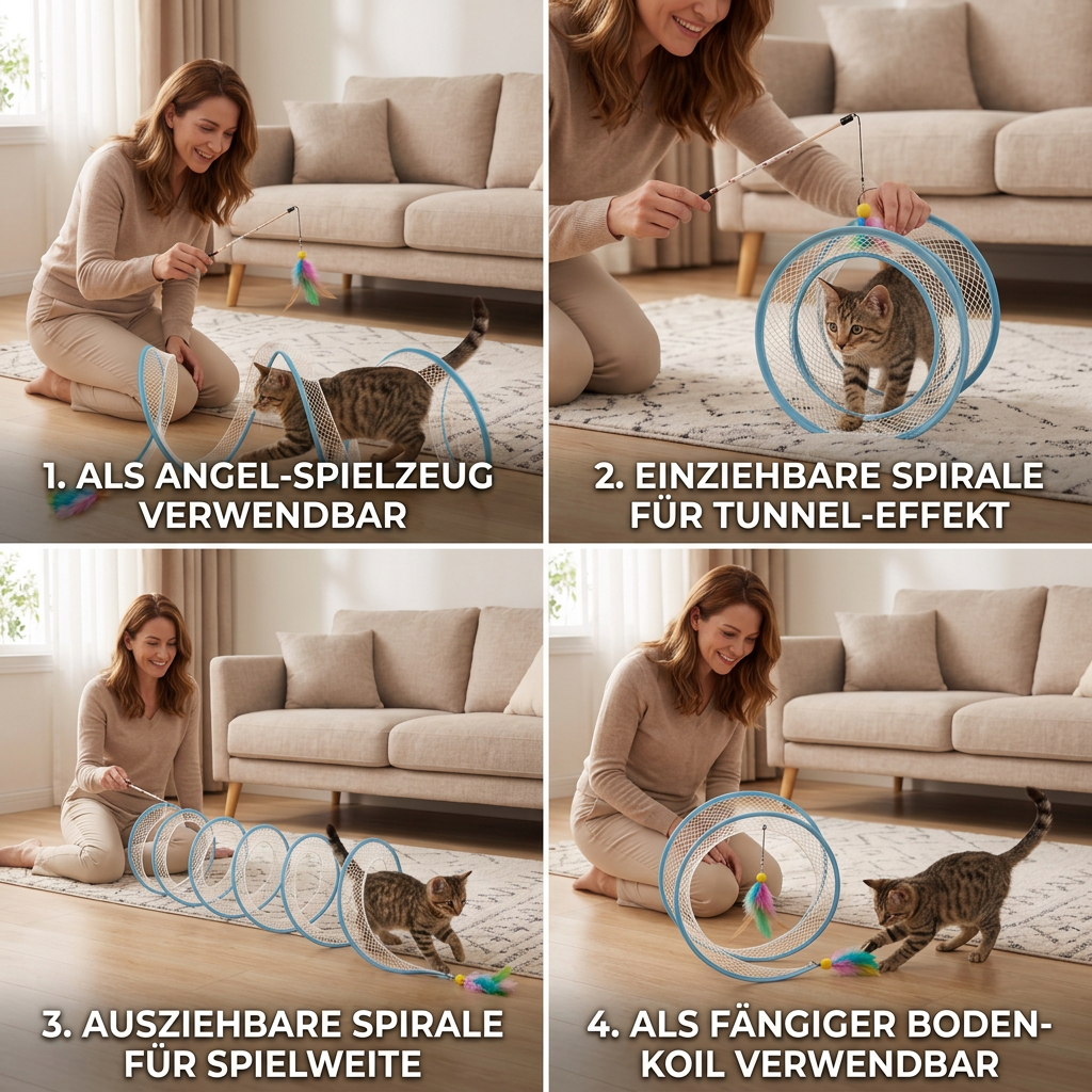 Foldable cat tunnel with breathable mesh and hanging toys