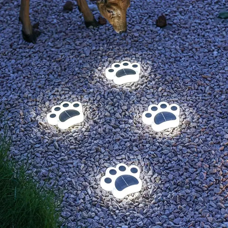 PawsLumen solar paw print garden lights