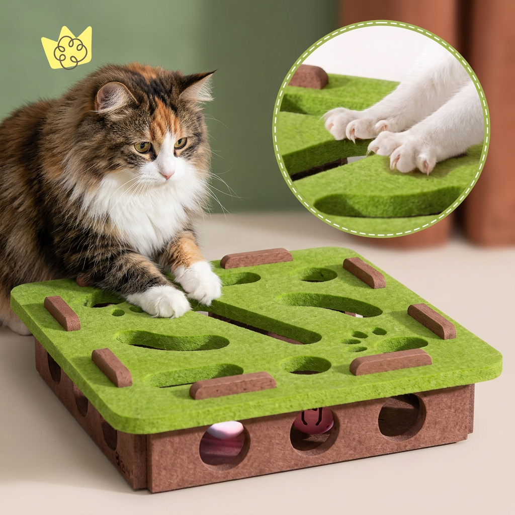 Interactive felt puzzle toy for cats