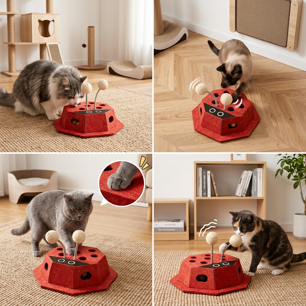 3-in-1 ladybird puzzle toy for cats