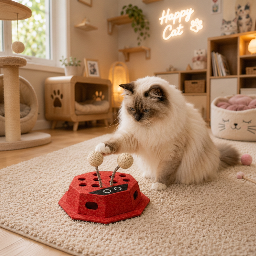 3-in-1 ladybird puzzle toy for cats