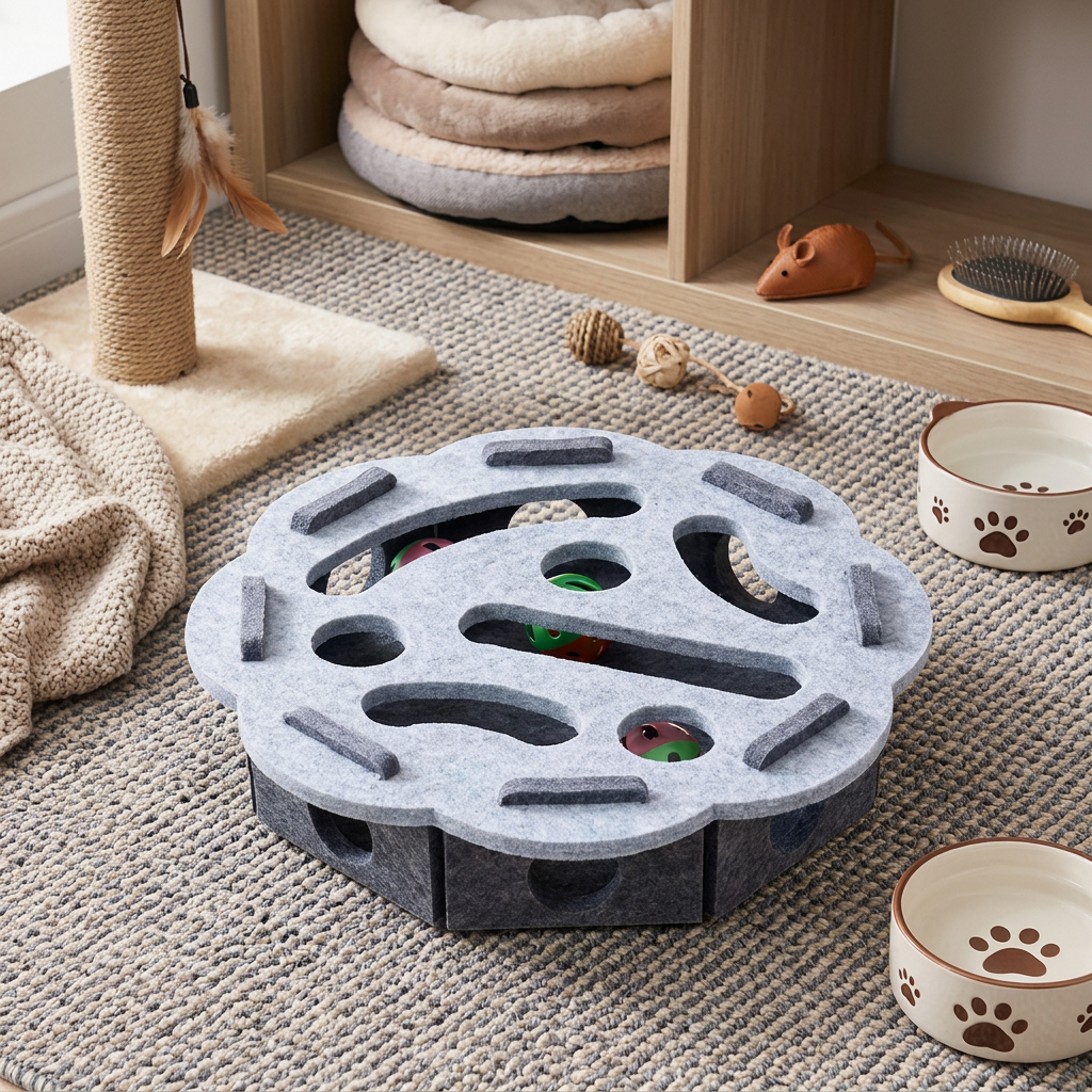 Interactive felt puzzle toy for cats