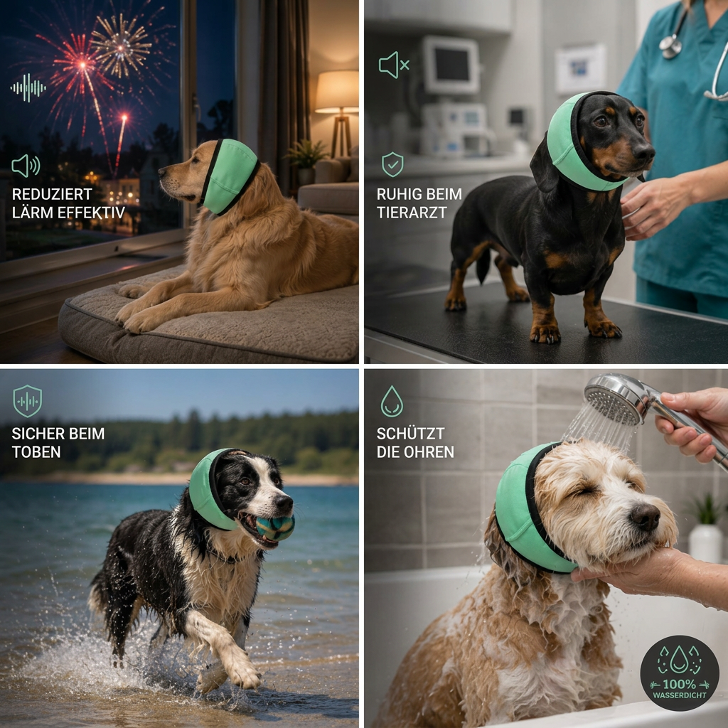 Protective noise-cancelling ear muffs for dogs