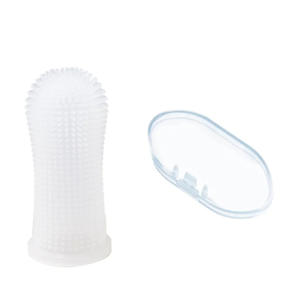 Soft silicone bristles of the finger toothbrush