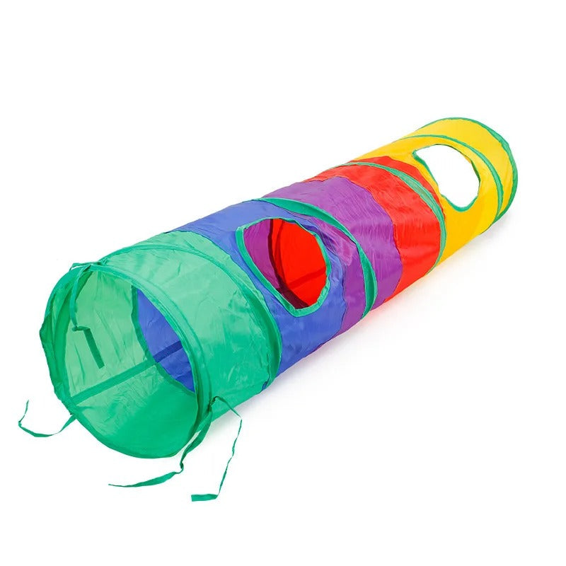 Foldable cat tunnel in the rainbow square design